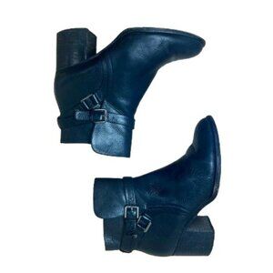 LAUREN RALPH LAUREN Gail Black Leather Moto Bootie Booties Ankle Boots Size 7.5